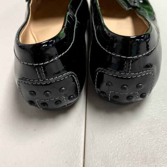 TOD'S Women Black Patent Leather Penny Slip On Loafers Rubber Pebbling Size 7.5 - Picture 7 of 11